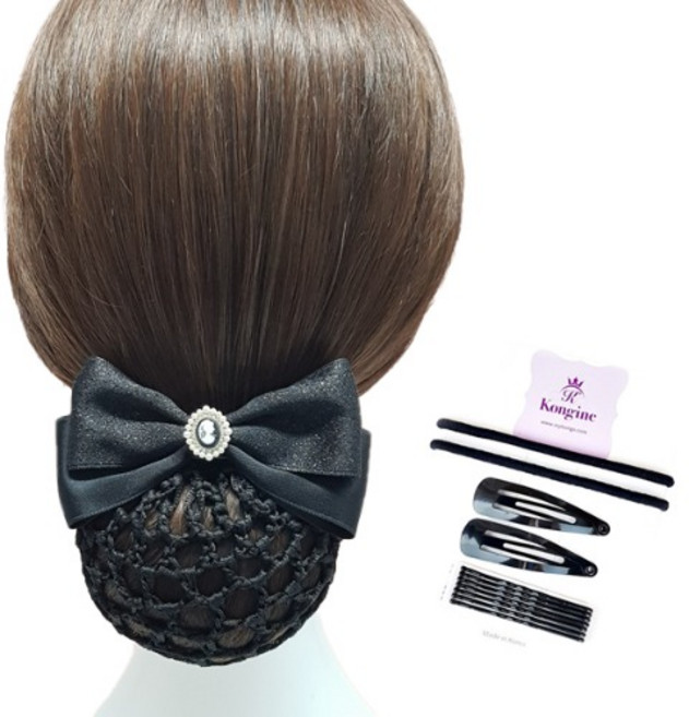 국내제작) 까메오 리본 머리망 자동핀 면접머리핀 승무원 간호사 면접 직장인 요식업 발레리나 올림머리 머리망머리핀