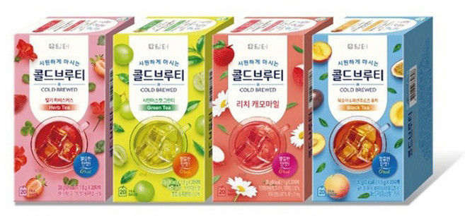 담터 콜드브루티 20T 4종세트 (복숭아&패션후르츠+딸기히비스커스+샤인머스켓 그린티+리치캐모마일), 1개, 30g, 20개입