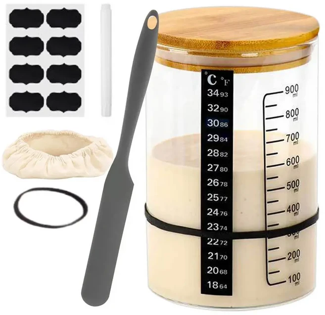 초보자를위한 사워도우 항아리 요구르트 발효 키트 다기능 스타터 홈 빵 용품, 01 CN, 01 A