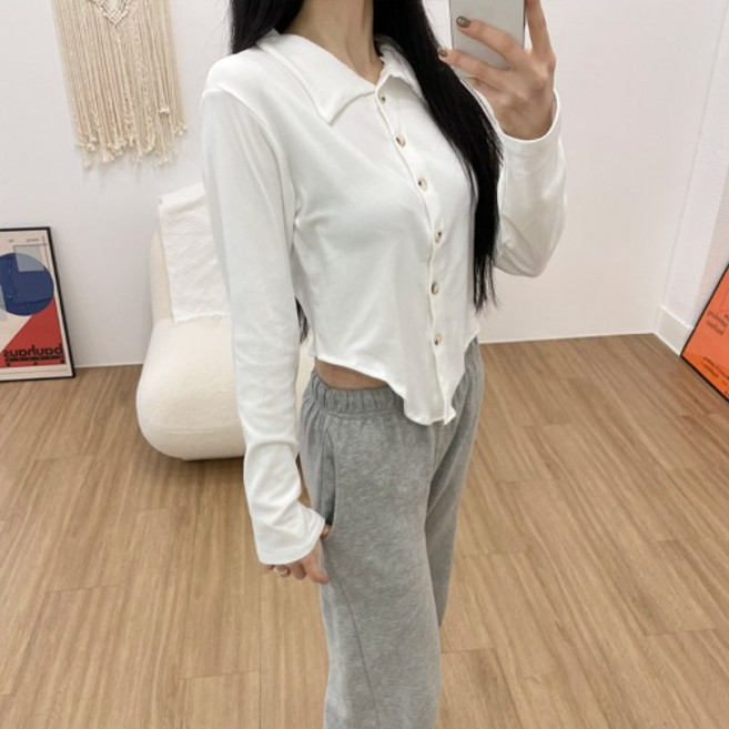 레몬티 기모 크롭 언발셔츠