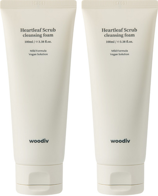 [우디브] 약산성 저자극 어성초 천연 스크럽 클렌징폼 / 쌀가루 딥클렌징, 100ml, 2개