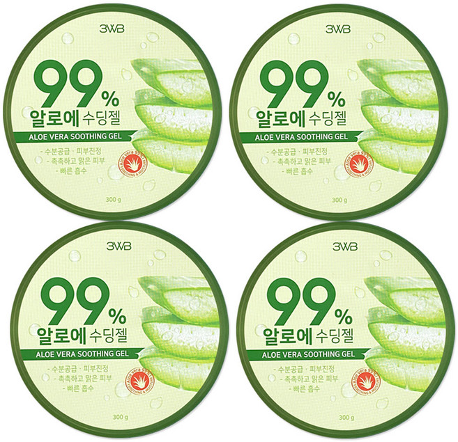 6위 - 99% 알로에베라 수딩젤 4EA3WB 수분공급 피부진정, 300g, 4개