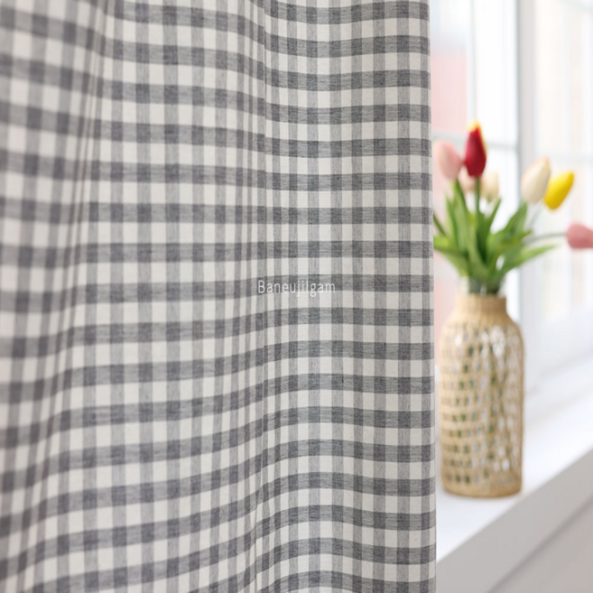 체크원단 30수 순면 선염 대폭 깅엄체크 멜란지 커튼 홈패션 소품인테리어 12컬러 바느질감, 07 그레이, 1개