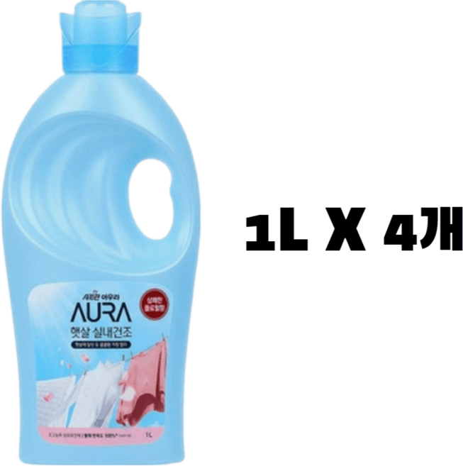 아우라 햇살실내건조 플로럴 섬유유연제 1L X 4개