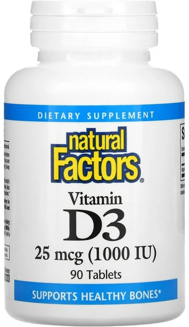 네추럴팩터스 비타민 D 3 디3 Natural Factors 25mcg90정 콜레칼시페롤, 1개, 90정 - 쿠팡
