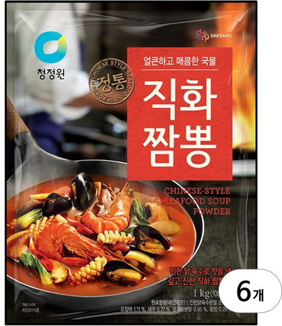 청정원 정통 직화짬뽕 분말, 1kg, 6개