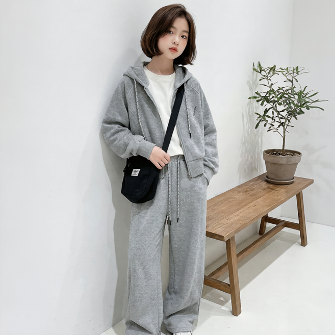 투나이언 가을신상 주니어 여아 후드집업 트레이닝복 츄리닝 와이드 바지 상하복세트