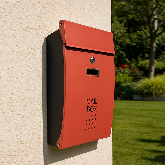 러블리썬 우편함 전원주택 사무실 디자인 단독주택 다세대 우편물 편지함 벽걸이 인테리어 방수 우체함 우편물함 야외 철재 대형 파는곳 우체통, 우체통 레드블랙