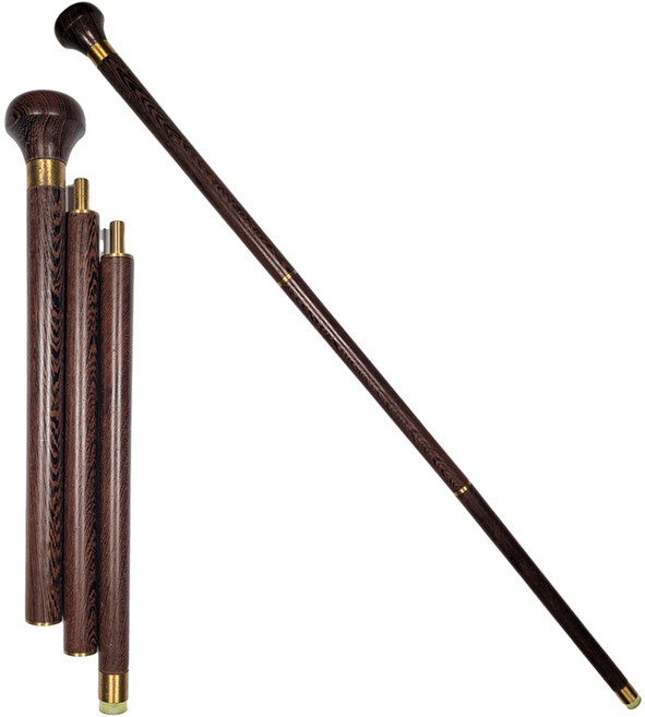 계지목 원목 3단 분리형 노인 신사 지팡이, 브라운, 1개