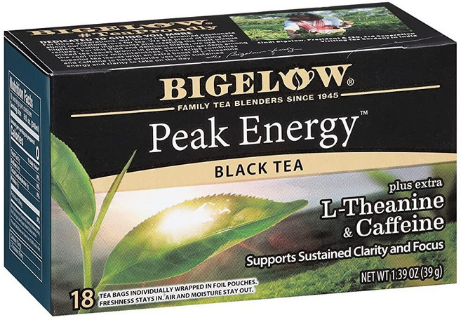Bigelow Tea Perfectly Mint 홍차 카페인 티백 총 20개 262429, 18개(6팩), 피크 에너지