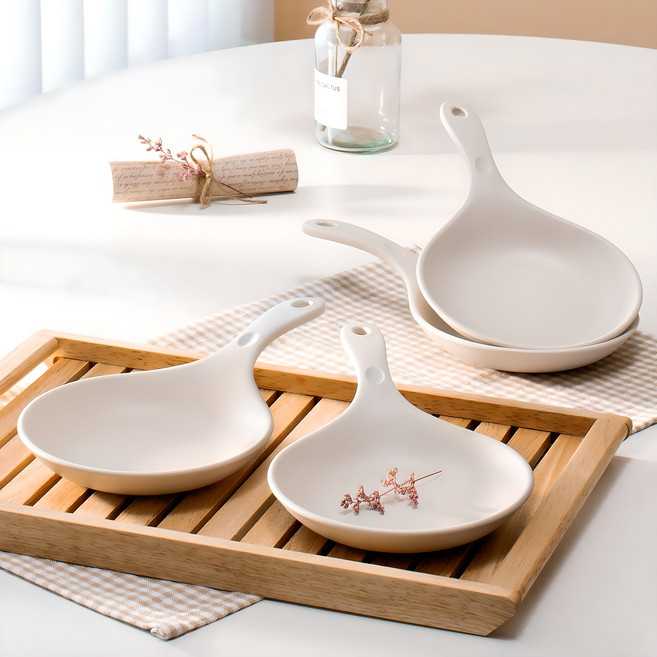 아띠홈 올더플레이트 손잡이 앞접시 4p, 크림, 1세트