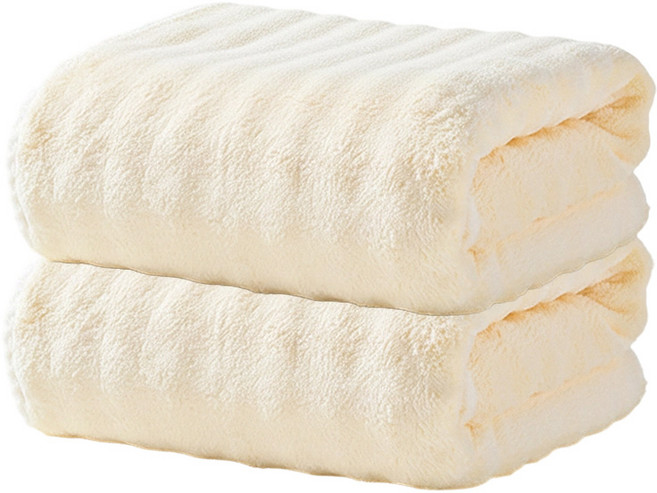 Craftsy 가정용 극세사 호텔 대형 수건 바스타올 비치타올 고흡수력 샤워타올 목욕타월 수건, 2개, 화이트