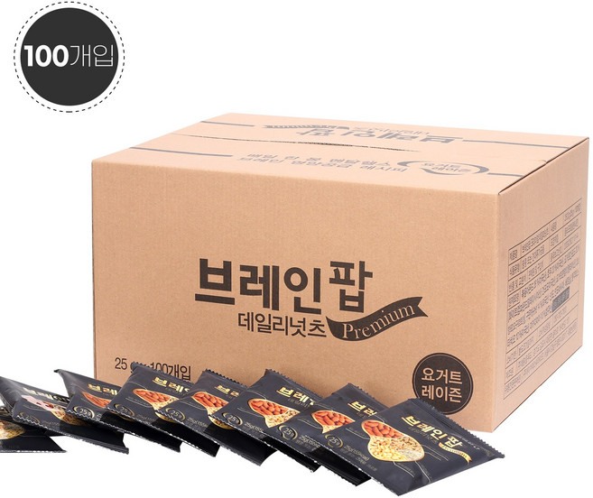 브레인팝 프리미엄 데일리넛츠 25개입 50개입 100개입 견과류 믹스넛 하루견과 명절선물, 25g 100개입, 25g