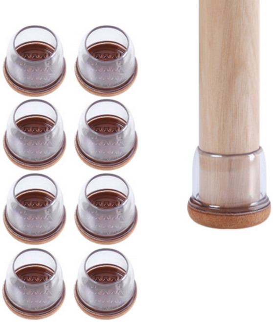 헤인느 층간 소음 미끄럼 방지 식탁 의자 발커버 세트, 8개, 브라운