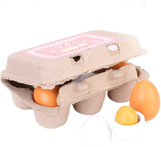 QDY 어린이 척 장난감 달걀 카톤 장난감 일치하는 계란 계란 퍼즐 일치하는 장난감 조기 학습 장난감 나무 세트 척, 옐로우, 1개