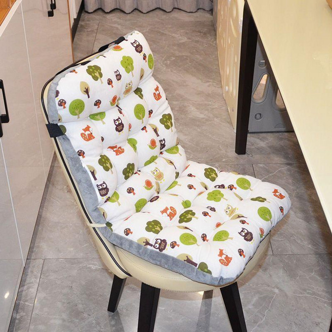 坐墊靠墊靠背一體辦公室久坐電腦椅子墊宿舍學生寢室椅墊屁股墊子 白底小貓-棉麻/短絨 正反兩用 48*125cm躺椅墊子, 貓頭鷹-棉麻/短絨 正反兩用 ,40*80cm鬆緊帶+綁帶