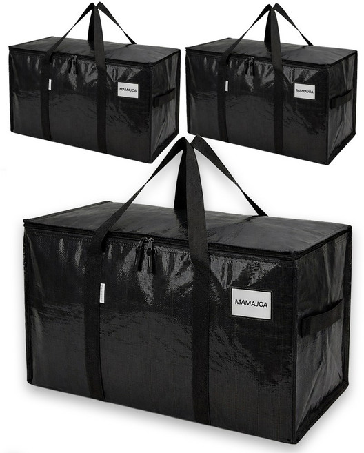 마마조아 오래쓰는 이사가방 이불가방 옷정리 수납함, 3개, 블랙