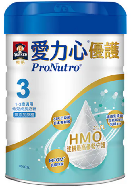 桂格 QUAKER ProNutro 愛力心 優護幼兒成長奶粉3號 (1~3歲適用), 800g, 1個