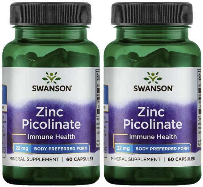 스완슨 아연 피콜리네이트 22mg 캡슐, 60정, 2개