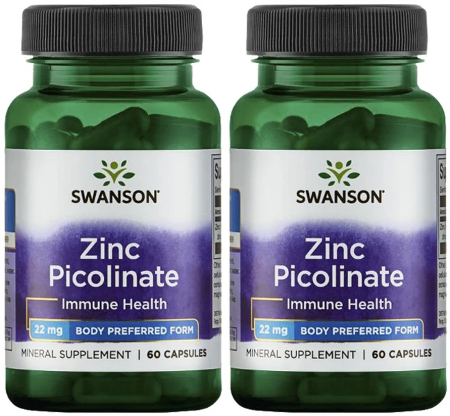 스완슨 아연 피콜리네이트 22mg 캡슐, 60정, 2개 - 쿠팡