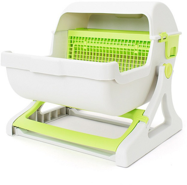 오버사이즈 반자동 모래사분지 반밀폐 고양이 화장실, 1세트, 녹색