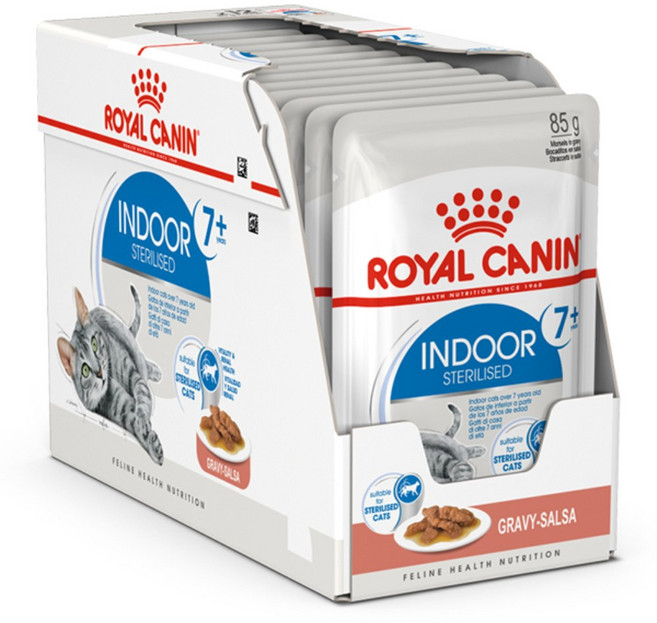 로얄캐닌 습식 고양이 사료 그레이비 인도어 7+ 85g, 닭, 12개