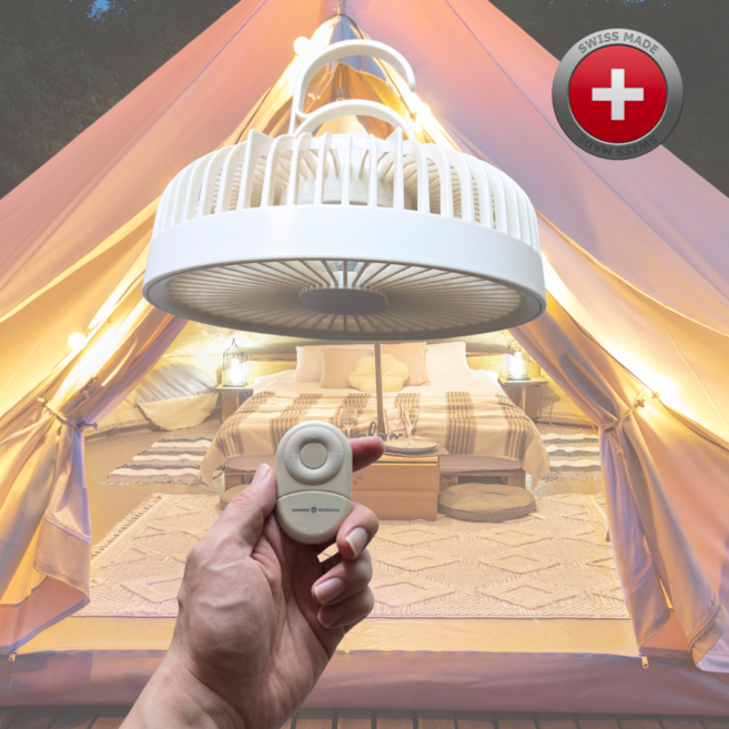 라리유 캠핑 무선 타프팬 휴대용 무드등 선풍기, 아이보리 LU-TP01