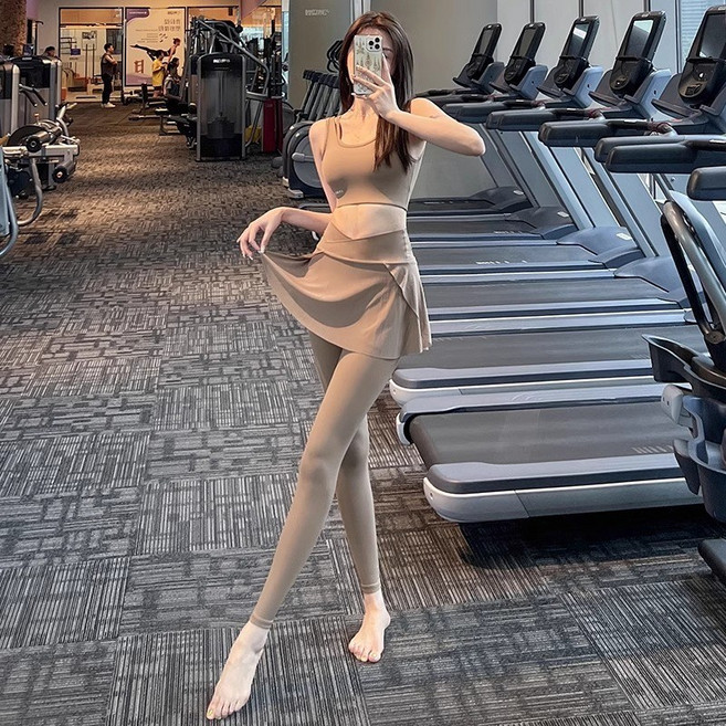 【防尷尬假兩件】瑜伽褲 健身褲 運動褲 瑜伽裙褲 舞蹈褲 跑步褲 速乾透氣 高彈力 提臀顯瘦 普拉提健身必備