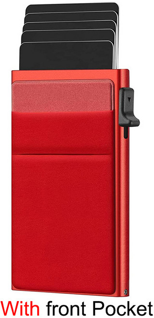 Rfid 신용 카드 소지자 지갑 금속 얇은 슬림 케이스 남성 팝업 미니멀리스트 Vallet, 05 Red B, 1개