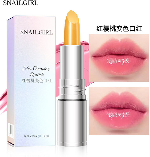 SNAILGIRL 閃耀暖感唇膏 不易沾杯 滋潤唇膏, 3.5g變色脣膏 中文包裝, 1個