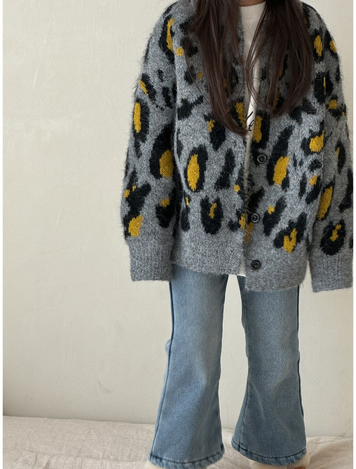 호피가디건 여아 남아 키즈 아동 겨울가디건 유아호피 등원룩