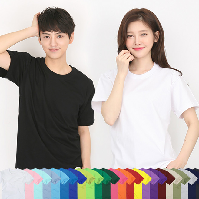 [쿠모모] 30수 무지 라운드티셔츠 남여공용 빅사이즈 단체티 아동 면티 흰티 교회 유니폼