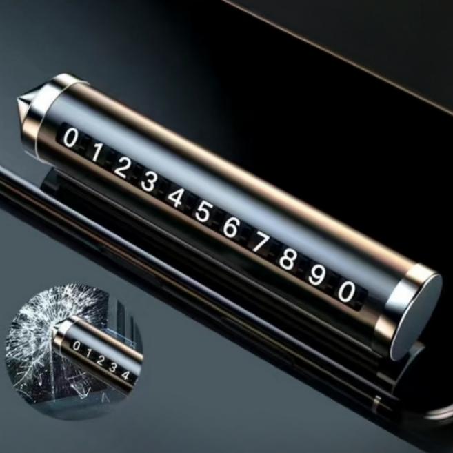 플리앤 롤러형 비상망치 주차번호판, 1개, 블랙