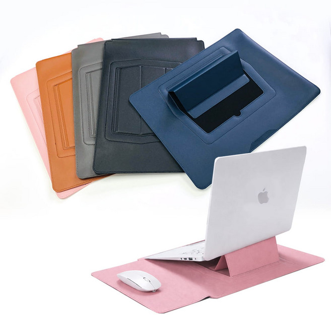 3in1 노트북 거치대 파우치 휴대용 노트북 스탠드 케이스 멀티 수납 태블릿 거치 파우치, 13인치 핑크