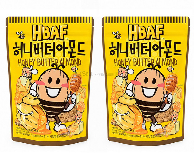 HBAF 허니버터 아몬드, 500g, 2개