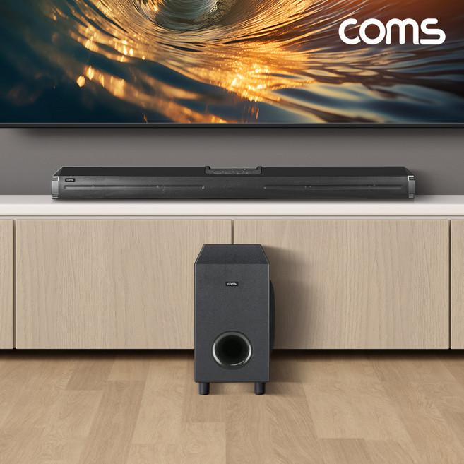 Coms 120W 고출력 사운드바 2.1ch 우퍼 홈시어터 블루투스 YA926 리모컨포함 AUX입력단자 USB단자 Coaxial Optical, 1개, 1mm