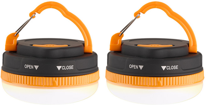 타닥 미니 텐트 랜턴 LED 방수 캠핑 조명 2p 세트, 오렌지, 2개