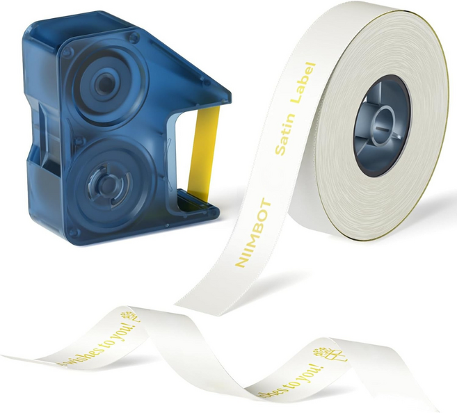 Niimbot B18 라벨프린터 라벨지 컬러리본 공단리본, 1개, 화이트14x50