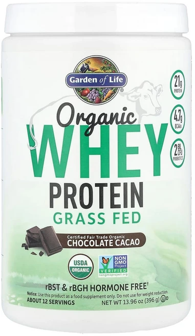 Garden of Life 유기농 유청 단백질 목초 사육 초콜렛 카카오 396g(13.96oz), 396g, 1개 - 쿠팡