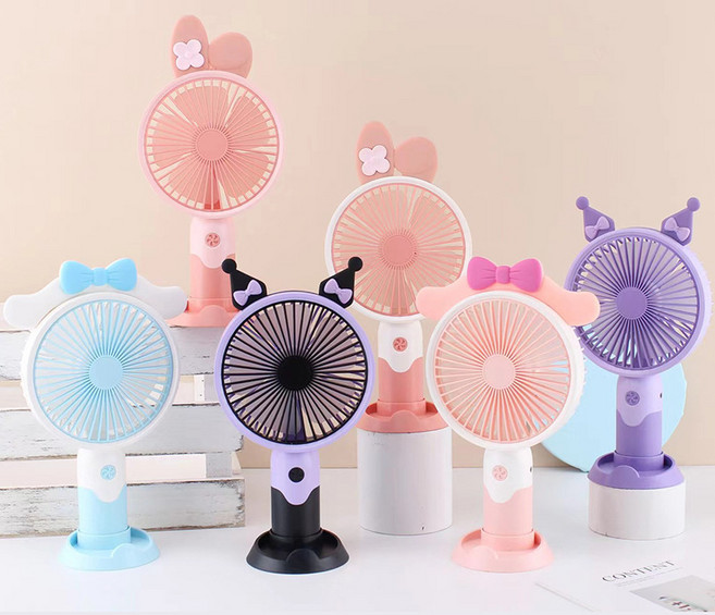 신형 USB 휴대용 선풍기 캐릭터 디자인의 야외용 휴대용 선풍기 탁상용 미니 선풍기 선물용품, DD8071 쿠로미 시리즈-혼합 색상 빠른 배송