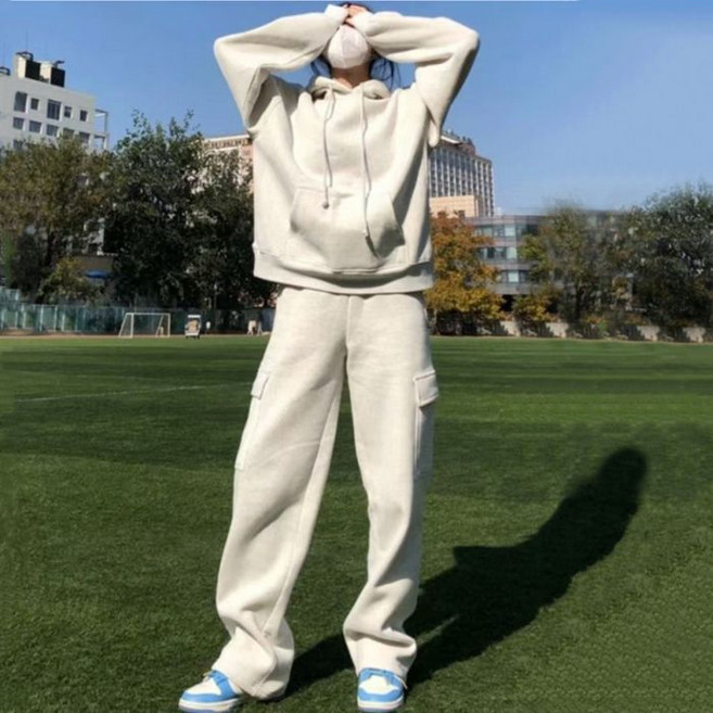 韓版寬鬆連帽衛衣休閒運動套裝
