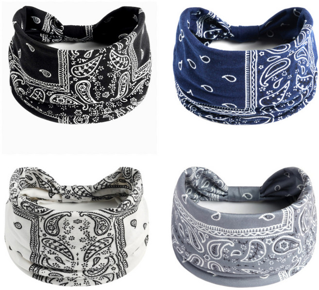 봄별 페이즐리 반다나 터번 헤어밴드 4개 세트