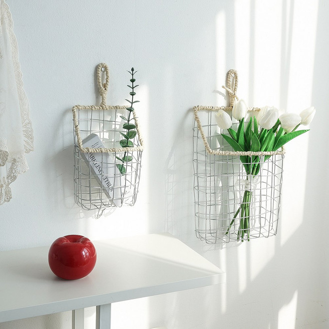 케이트가든 행잉 빈티지 바스켓 철제 바구니 주방 인테리어 벽걸이형, 1개
