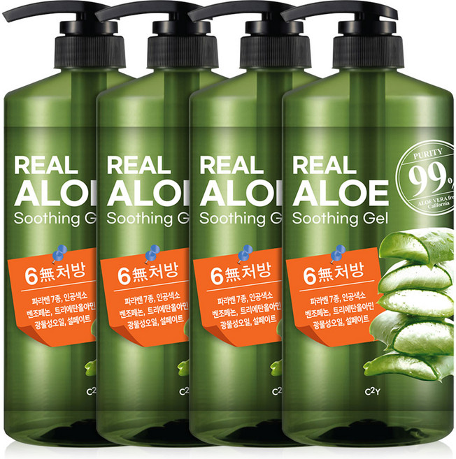 C2Y 리얼 알로에 수딩젤, 1L, 4개
