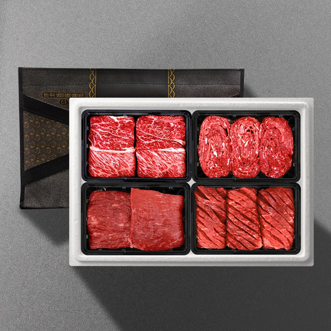 [기품맛담] 1등급 횡성한우 암소명품구이혼합 2.4kg 선물세트2호(꽃6불6국6산6), 1박스