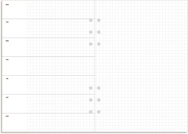 데이스테이션 6공 A5 25절 위클리 플래너 주간계획표, 120g, 좁은 그리드 - 쿠팡