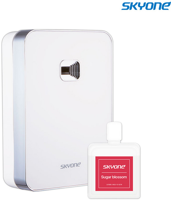 스카이원 방향제 자동 분사기 화이트 + 리필액, 1세트, 210ml, 슈가블러썸