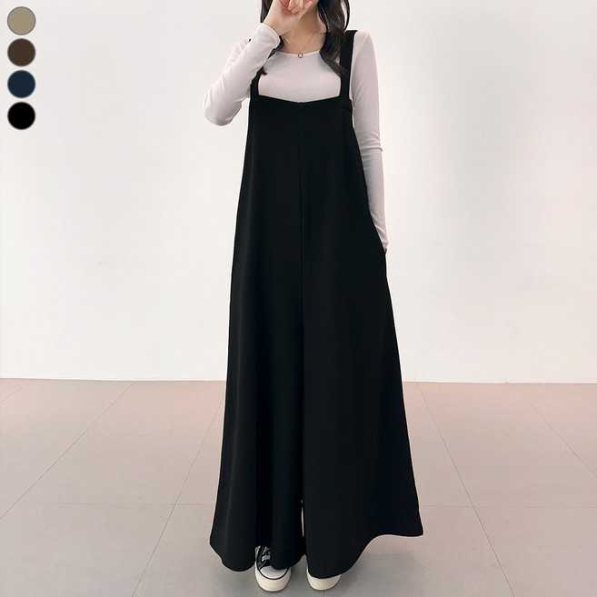 블레스유 여성 구김없는 링클프리 스판 쫀쫀 편안한 빅사이즈 점프수트 체형커버 주머니 포켓 뷔스티에 나시