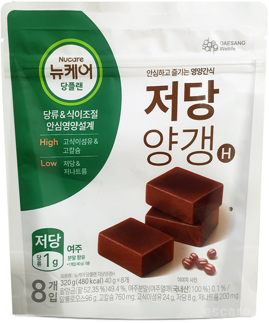 뉴케어 당플랜 양갱 저당&고식이섬유 간식(40g), 40g, 8개