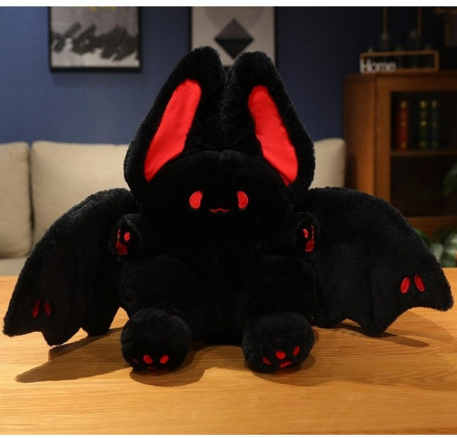 다알리아 박쥐토끼 봉제인형 귀여운 뱀파이어 토끼 캐릭터 인형, 블랙